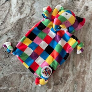 Elmer Patchwork Elephant Lovey Rattle Plush Stuffed Animal